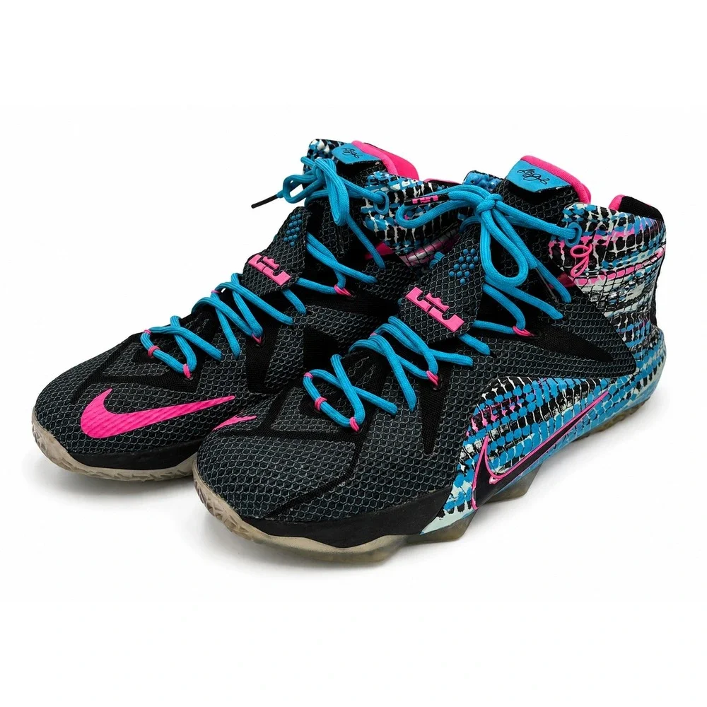 Nike LeBron 12 '23 Chromosomes Men's 12 Black Pink Blue Lagoon Shoes 684593-006